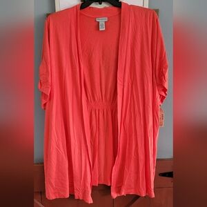 NWT Catherines Open Face Cardigan w/ Rouche Sleeves - Size (26-28W)